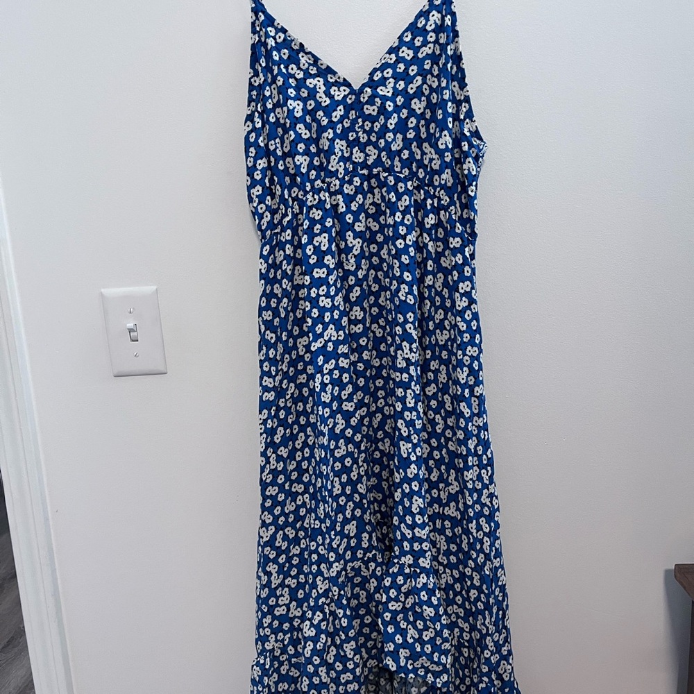 Floral Blue Sleeveless Dress